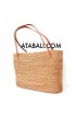 Women ata handwoven bag with wire leather handle